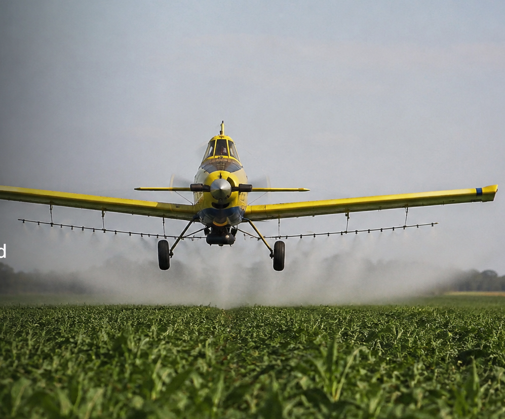 Air Tractor de Yebila realizando una aplicación aérea